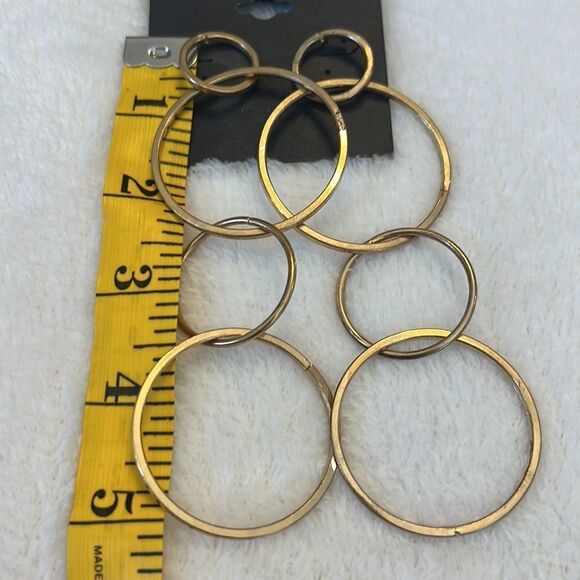 NEW Bebe Super Long Gold Tone Hoop Dangle Earrings - Picture 2 of 5